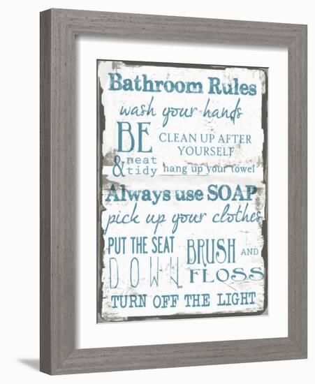 Bathroom Rules White-Taylor Greene-Framed Art Print