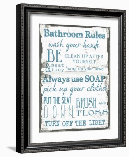 Bathroom Rules White-Taylor Greene-Framed Art Print