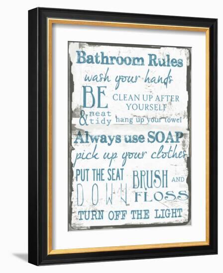 Bathroom Rules White-Taylor Greene-Framed Art Print