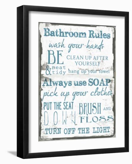 Bathroom Rules White-Taylor Greene-Framed Art Print