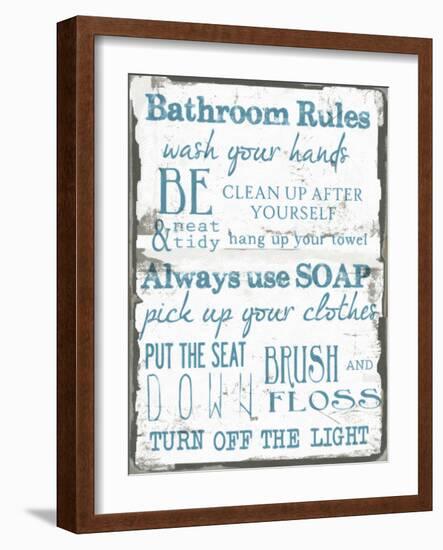 Bathroom Rules White-Taylor Greene-Framed Art Print