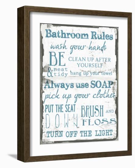 Bathroom Rules White-Taylor Greene-Framed Art Print