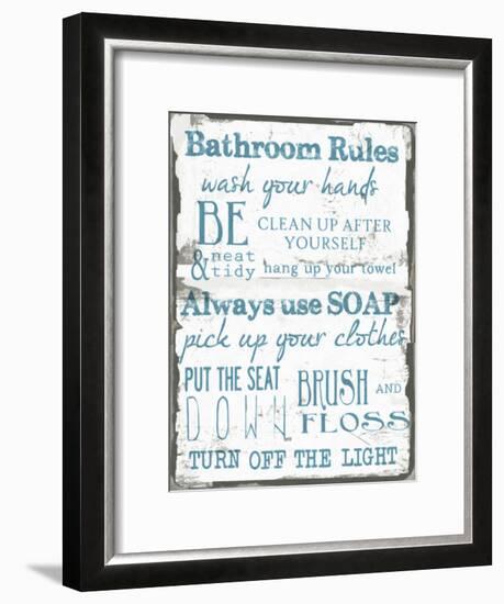 Bathroom Rules White-Taylor Greene-Framed Art Print