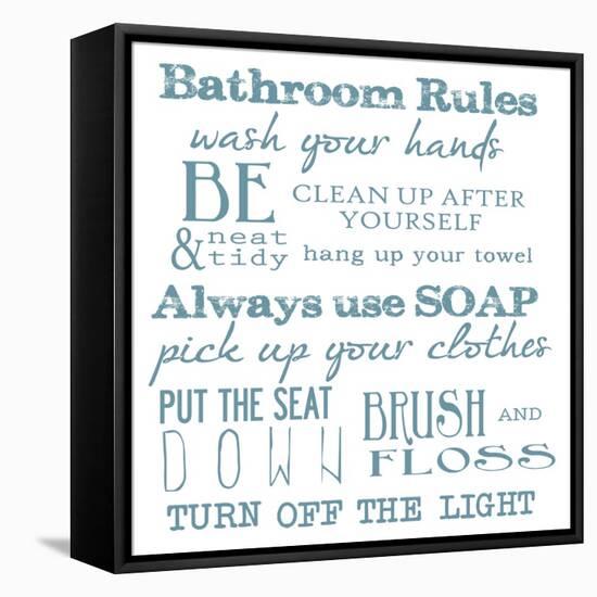 Bathroom Rules White-Taylor Greene-Framed Stretched Canvas