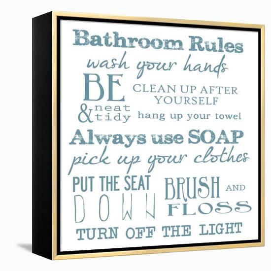 Bathroom Rules White-Taylor Greene-Framed Stretched Canvas