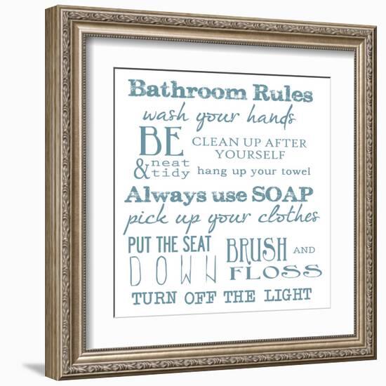 Bathroom Rules White-Taylor Greene-Framed Art Print