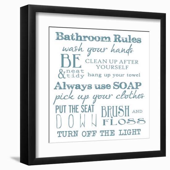 Bathroom Rules White-Taylor Greene-Framed Art Print