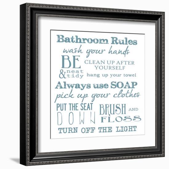 Bathroom Rules White-Taylor Greene-Framed Art Print