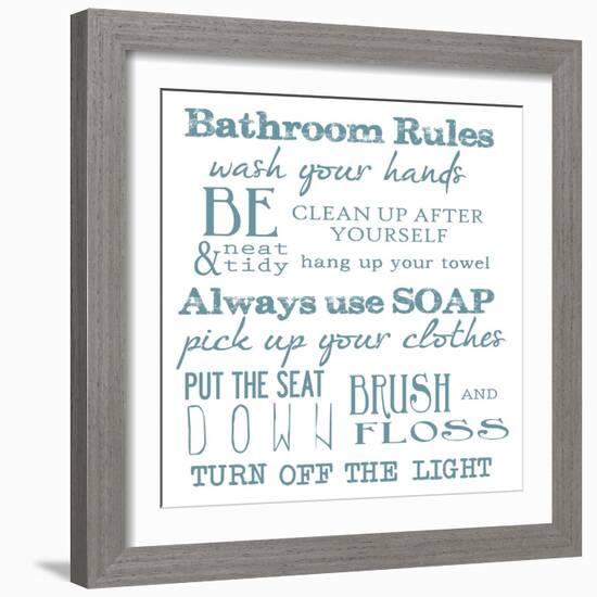 Bathroom Rules White-Taylor Greene-Framed Art Print