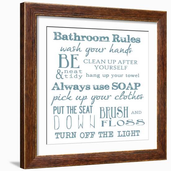 Bathroom Rules White-Taylor Greene-Framed Art Print