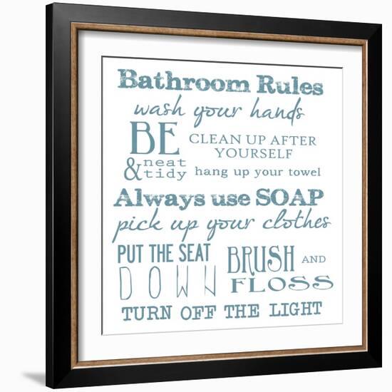 Bathroom Rules White-Taylor Greene-Framed Art Print