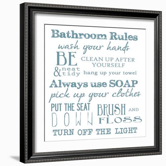 Bathroom Rules White-Taylor Greene-Framed Art Print