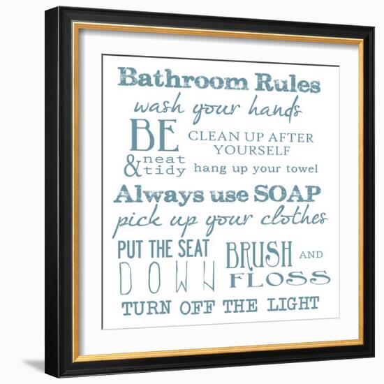 Bathroom Rules White-Taylor Greene-Framed Art Print