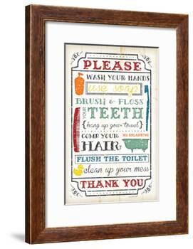 Bathroom Rules-Jennifer Pugh-Framed Art Print