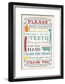 Bathroom Rules-Jennifer Pugh-Framed Art Print