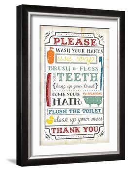 Bathroom Rules-Jennifer Pugh-Framed Art Print