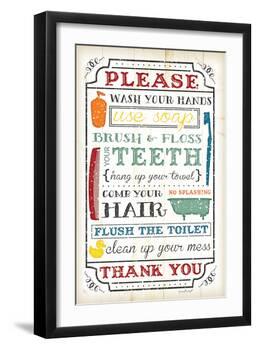 Bathroom Rules-Jennifer Pugh-Framed Art Print