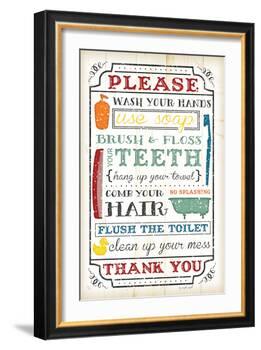 Bathroom Rules-Jennifer Pugh-Framed Art Print