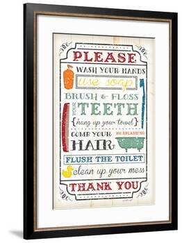 Bathroom Rules-Jennifer Pugh-Framed Art Print
