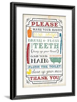 Bathroom Rules-Jennifer Pugh-Framed Art Print