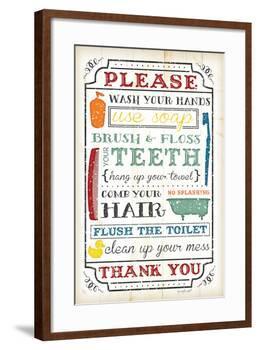 Bathroom Rules-Jennifer Pugh-Framed Art Print