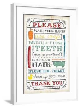 Bathroom Rules-Jennifer Pugh-Framed Art Print