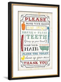Bathroom Rules-Jennifer Pugh-Framed Art Print