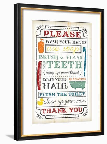 Bathroom Rules-Jennifer Pugh-Framed Art Print