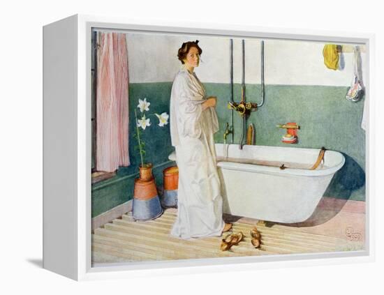 Bathroom Scene - Lisbeth, Pub. in 'Lasst Licht Hinin'-Carl Larsson-Framed Premier Image Canvas