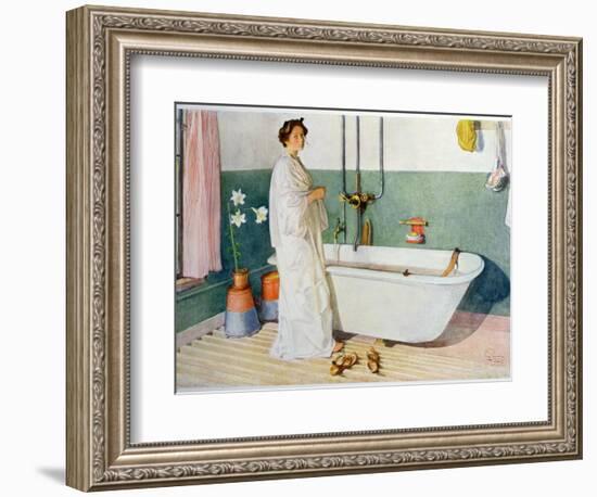 Bathroom Scene - Lisbeth, Pub. in 'Lasst Licht Hinin'-Carl Larsson-Framed Giclee Print