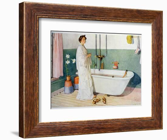 Bathroom Scene - Lisbeth, Pub. in 'Lasst Licht Hinin'-Carl Larsson-Framed Giclee Print