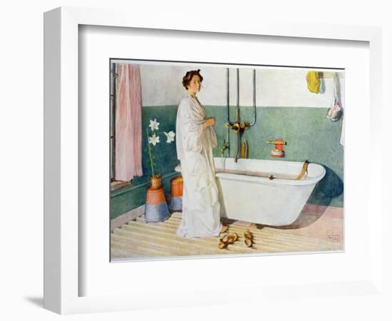 Bathroom Scene - Lisbeth, Pub. in 'Lasst Licht Hinin'-Carl Larsson-Framed Giclee Print