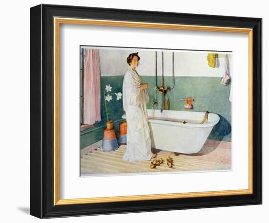 Bathroom Scene - Lisbeth, Pub. in 'Lasst Licht Hinin'-Carl Larsson-Framed Giclee Print