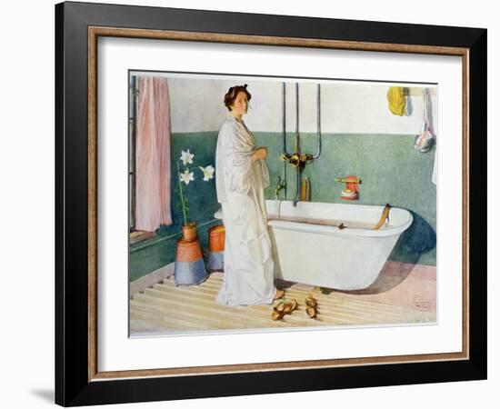 Bathroom Scene - Lisbeth, Pub. in 'Lasst Licht Hinin'-Carl Larsson-Framed Giclee Print