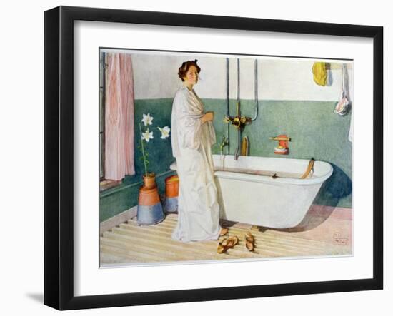 Bathroom Scene - Lisbeth, Pub. in 'Lasst Licht Hinin'-Carl Larsson-Framed Giclee Print