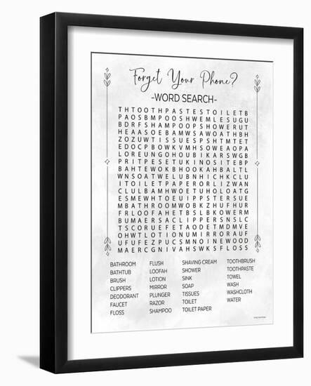 Bathroom Wordsearch-Lady Louise Designs-Framed Art Print