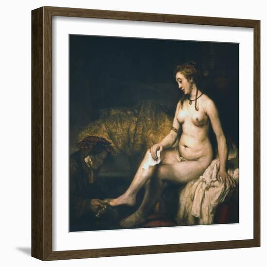 Bathsheba at Her Bath , 1654-Rembrandt van Rijn-Framed Premium Giclee Print