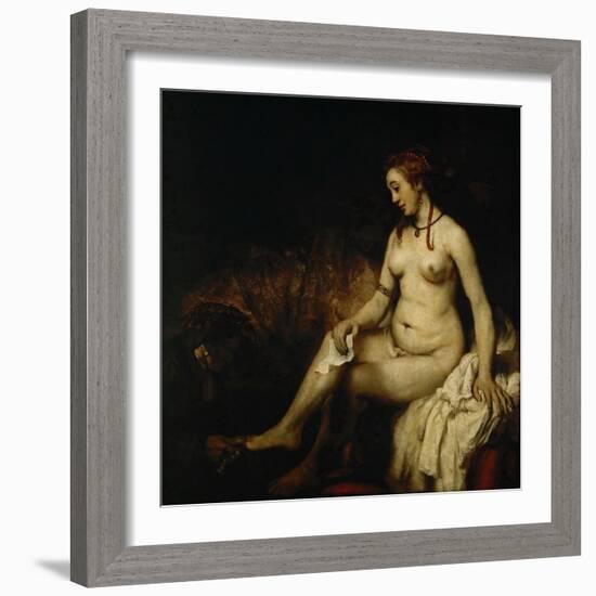 Bathsheba at Her Bath (Bathsheba with King David's Lette)-Rembrandt van Rijn-Framed Giclee Print