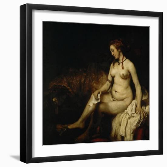 Bathsheba at Her Bath (Bathsheba with King David's Lette)-Rembrandt van Rijn-Framed Giclee Print