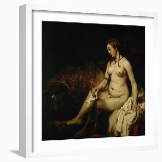 Bathsheba at Her Bath (Bathsheba with King David's Lette)-Rembrandt van Rijn-Framed Giclee Print