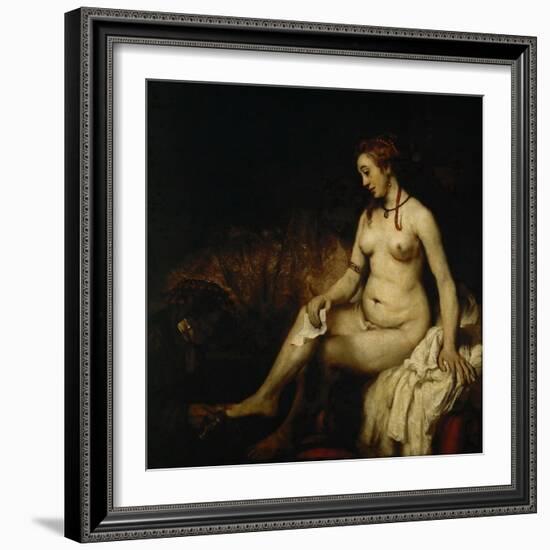 Bathsheba at Her Bath (Bathsheba with King David's Lette)-Rembrandt van Rijn-Framed Giclee Print