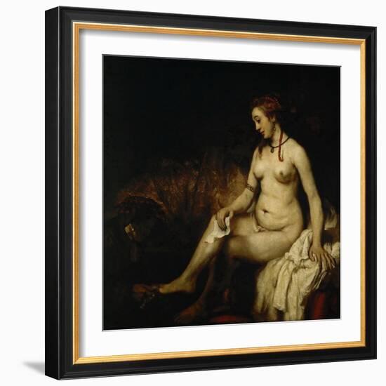 Bathsheba at Her Bath (Bathsheba with King David's Lette)-Rembrandt van Rijn-Framed Giclee Print