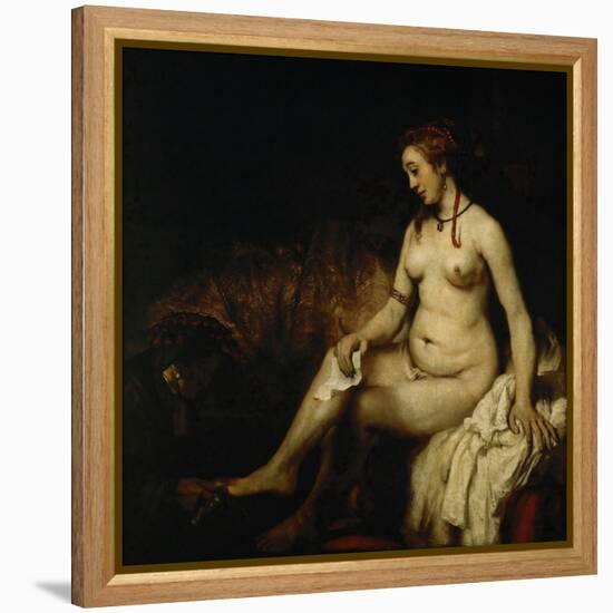 Bathsheba at Her Bath (Bathsheba with King David's Lette)-Rembrandt van Rijn-Framed Premier Image Canvas