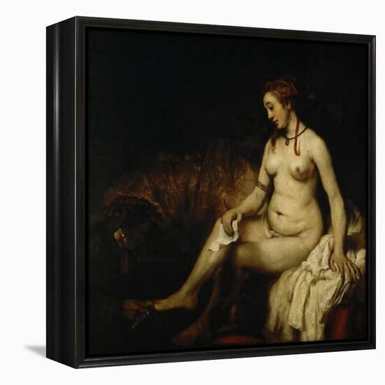 Bathsheba at Her Bath (Bathsheba with King David's Lette)-Rembrandt van Rijn-Framed Premier Image Canvas