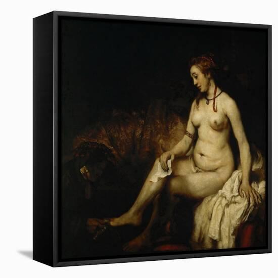 Bathsheba at Her Bath (Bathsheba with King David's Lette)-Rembrandt van Rijn-Framed Premier Image Canvas