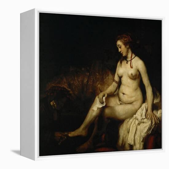 Bathsheba at Her Bath (Bathsheba with King David's Lette)-Rembrandt van Rijn-Framed Premier Image Canvas