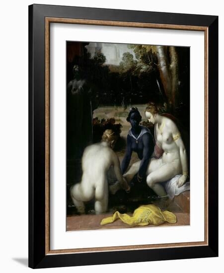 Bathsheba at Her Toilet, 1594-Cornelis Cornelisz. van Haarlem-Framed Giclee Print