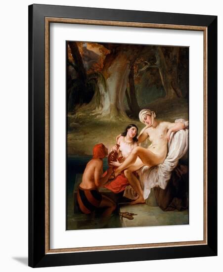 Bathsheba in the Bath, 1834 (Oil on Canvas)-Francesco Hayez-Framed Giclee Print