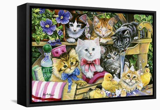 Bathtime Kittens-Jenny Newland-Framed Premier Image Canvas