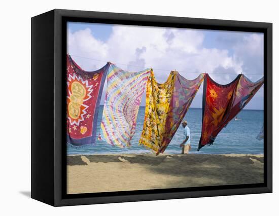 Batiks on Line on the Beach, Turtle Beach, Tobago, West Indies, Caribbean, Central America-Michael Newton-Framed Premier Image Canvas